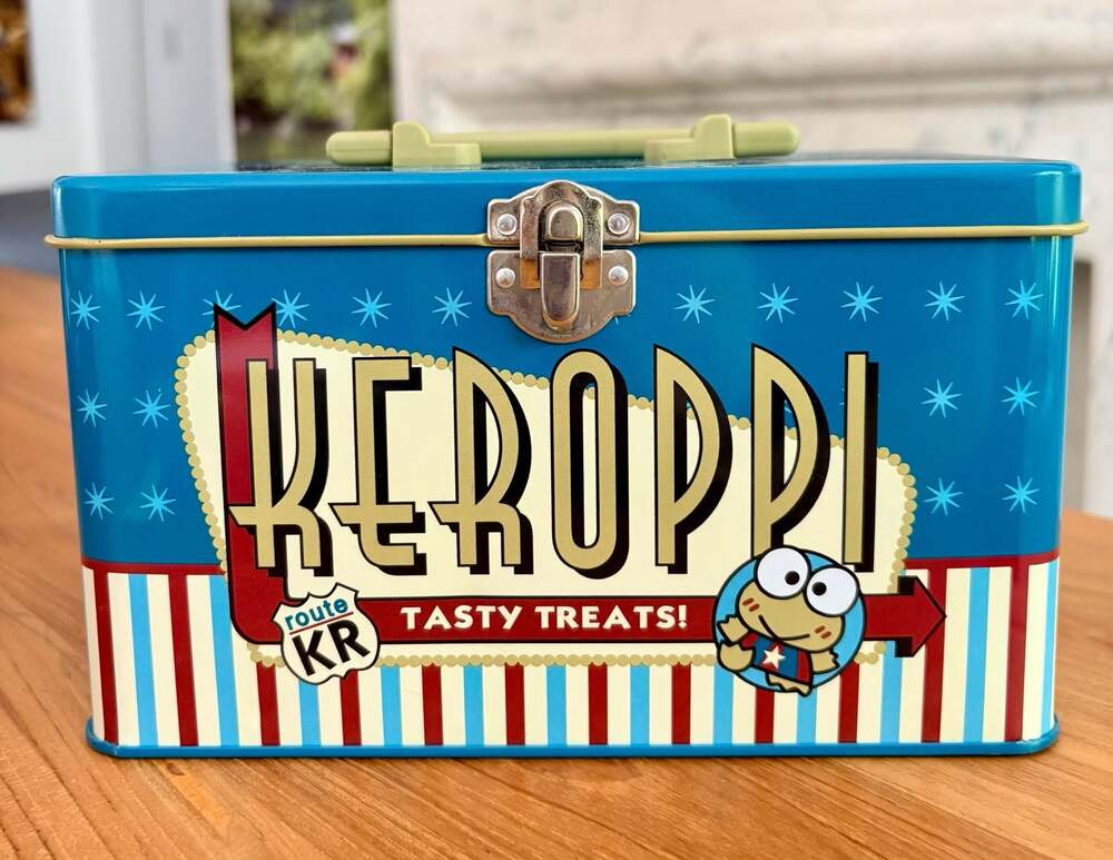 Vintage 1995 Sanrio Keroppi 'Tasty Treats' Metal Tin Lunch Box with Latch